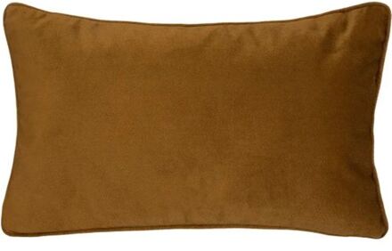 Bank/sierkussens huiskamer Sophia - 30 x 50 cm - Goud/bruin - polyester - met rits - Sierkussens Goudkleurig