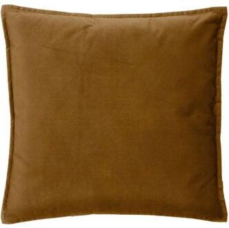 Bank/sierkussens huiskamer Sophia - 45 x 45 cm - goud/bruin - polyester - met rits - Sierkussens Goudkleurig