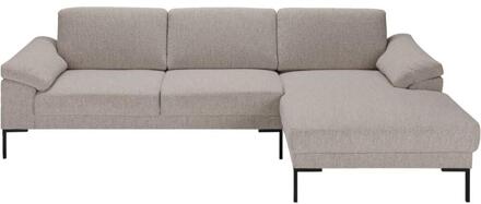 Bank Tom Met Chaise Longue Rechts - Monza - Stof - Beige - 162x261x84 Cm