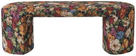 Bankje bouquet - rood/paars/zwart - 44x120x45 cm