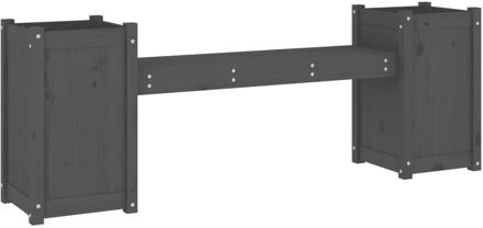 Bankje met plantenbakken 180x36x63 cm grenenhout grijs