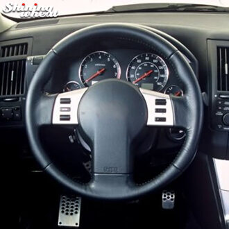 BANNIS Zwart Lederen Auto Stuurhoes voor Infiniti FX FX35 FX45 2003-2007 Nissan 350Z 2003-2006 rood draad