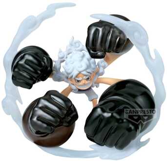 Banpresto One Piece World Collectable Figure Special PVC Statue Monkey D. Luffy Gear5 Gum Dawn Gatling 12 cm