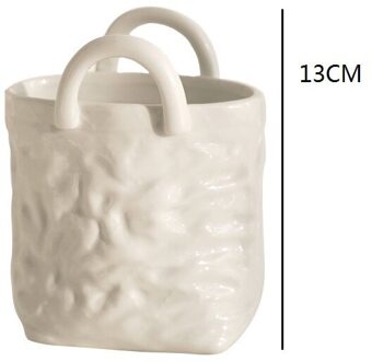 Bao Guang Ta Witte Keramische Handtas Vorm Mini Vaas Porselein Voor Kunstmatige Bloemschikken Opslag Decoratie Photo Prop R7108