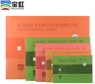 Baohong 300g/m2 Cotton Professional Watercolor Book 20Sheets Hand Painted Transfer Watercolor Paper For Artist Painting Supplies