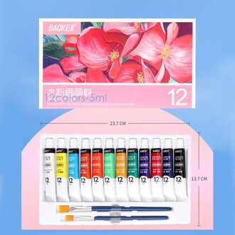 Baoke Gouache Pigment 12/18/24 Kleur 5Ml Beginner Handgeschilderde Aquarel Verf Set Omvat Borstel Kinderen Art schilderen 12kleuren-5ml