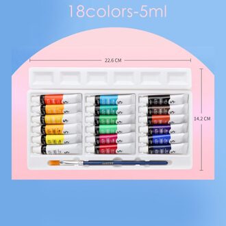 Baoke Gouache Pigment 12/18/24 Kleur 5Ml Beginner Handgeschilderde Aquarel Verf Set Omvat Borstel Kinderen Art schilderen 18kleuren-5ml