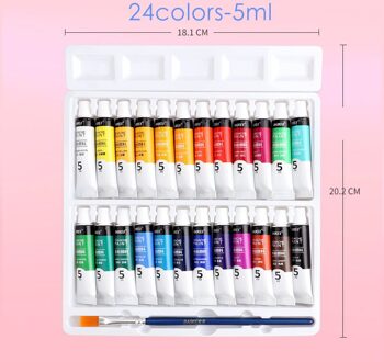 Baoke Gouache Pigment 12/18/24 Kleur 5Ml Beginner Handgeschilderde Aquarel Verf Set Omvat Borstel Kinderen Art schilderen 24kleuren-5ml