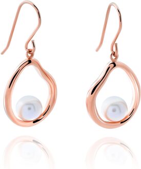 'Baptiste' Dames 925 Sterling Zilveren Dangle Oorbellen - Roze ZO-7507/RG Rosé - One Size