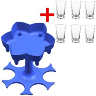 Bar Accessoire 6 Borrelglas Dispenser Houder Caddy Liquor Dispenser Draagbare Dispenser Partij Drinken Games Glas Dispenser blauw wijn dispenser
