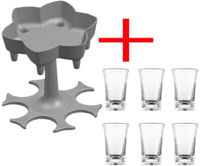 Bar Accessoire 6 Borrelglas Dispenser Houder Caddy Liquor Dispenser Draagbare Dispenser Partij Drinken Games Glas Dispenser grijs wijn dispenser