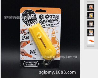 Bar Bier Plastic Fun Vliegende Flesopener Keuken Creatieve Tool Key Ring geel