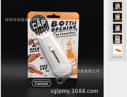 Bar Bier Plastic Fun Vliegende Flesopener Keuken Creatieve Tool Key Ring wit