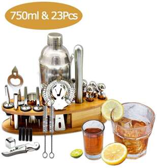 Bar Cocktail Shaker Bar Set Cocktail Maken Kit Met Houten Plank Rvs Barman Gereedschap Bar Muddler Mixer Maker 23stk