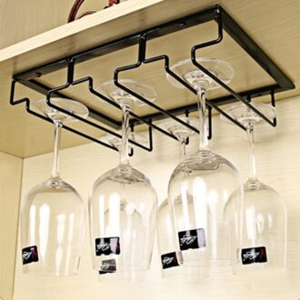 Bar Display Wijnglas Houder Hanger Organizer Iron Europese Keuken Ruimte Saving Novelty Glaswerk Rack Draagbare Zwart 3 Rows