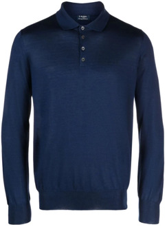 Barba Luxe Cashmere Zijden Polo Shirt Barba , Blue , Heren - L