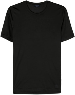 Barba Luxe Zijden T-shirt, Made in Italy Barba , Black , Heren - 2Xl,Xl,L,M