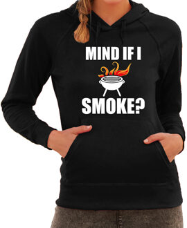 Barbecue cadeau hoodie Mind if I smoke zwart voor dames - bbq hooded sweater M
