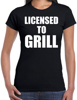 Barbecue cadeau shirt licensed to grill zwart voor dames - bbq shirts S