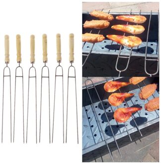 Barbecue Gereedschap 6 Pcs Set Rvs Vlees Grill U-vorm Vork Outdoor Koken Gereedschap