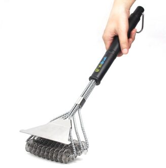 Barbecue Schoon Borstel Lente Drie-Head Rvs Oven Grill Borstel 18 Inch Bbq Borstel Grillen Bbq Gereedschap