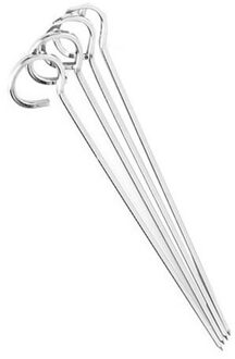 Barbecue spiezen/vleespennen - 60x stuks - metaal - met oog - 24 cm