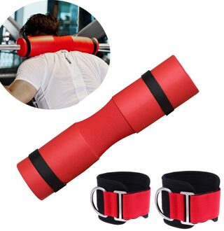 Barbell Pad Voor Standaard Olympische Barbells Met Veiligheid Bandjes Foam Pad Voor rood