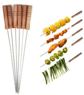 Barbeque Spiesjes 10 pcs x 16.5 ''/42 cm Metalen Vlees Spiesjes w/Houten Handvat BBQ kebab Sticker Barbecue Spiesjes voor Kabob