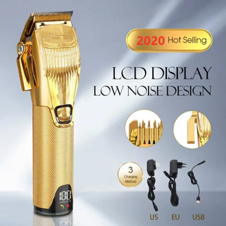 Barber Professional Hair Clipper 2021 Washable Rechargeable Metal Hair Cutter Machine Men Electric Hair Trimmer with 8 Combs