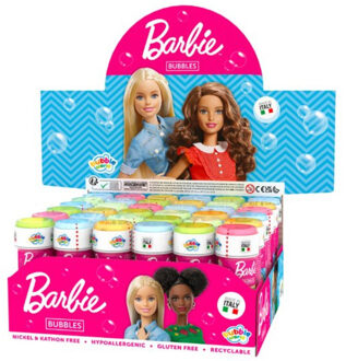 Barbie 4x Barbie bellenblaas flesjes met bal spelletje in dop 60 ml voor kinderen