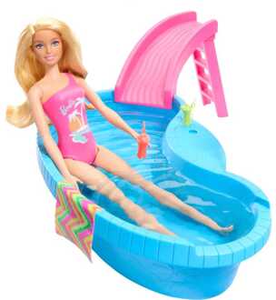 Barbie Blonde pop met zwembad en glijbaan Pop