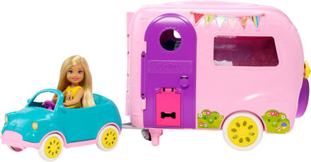 Barbie Club Chelsea cabriolet met caravan meisjes Multikleur