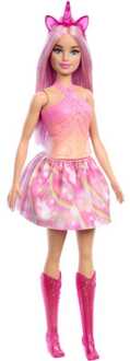 Barbie Dreamtopia - Eenhoornpop met roze haar en kleurrijke outfit Pop