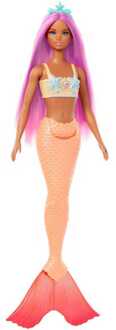 Barbie Dreamtopia - Zeemeerminpop - Roze haar en zacht oranje staart Pop