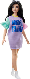 Barbie Fashionistas tienerpop paarse jurk meisjes 33 cm Multikleur