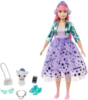 Barbie tienerfoto Princess Daisy meisjes 35 cm paars 3-delig