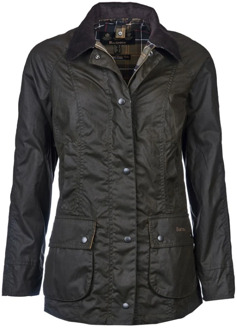 Barbour Beadnell Wax Jas - Olijf, 42 Barbour , Green , Dames - 3XS