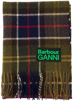 Barbour Ganni Groen Geruit Sjaal Barbour , Green , Dames - ONE Size