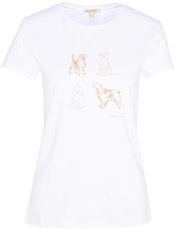 Barbour Grafische Print Ronde Hals T-Shirt Barbour , White , Dames - S,Xs