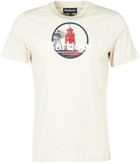 Barbour Grafische Print T-Shirt Regenachtige Dag Barbour , Beige , Heren - 2Xl,Xl,L