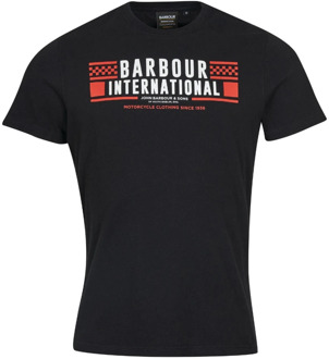 Barbour Grasstrack T-Shirt met Merk Grafisch Barbour , Black , Heren - L,M,S