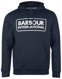 Barbour Navy Pop Over Hoodie met Merklogo Barbour , Blue , Heren - L,M