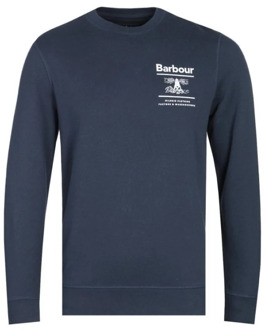 Barbour Navy Reed Crew Sweatshirt Barbour , Blue , Heren - L,M
