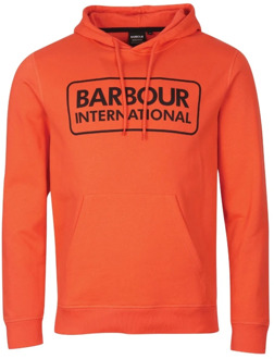 Barbour Oranje Pop Over Hoodie Barbour , Orange , Heren - L