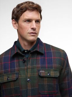 Barbour Overshirt Wool Blend Ruit Willberry Olive Donkergroen