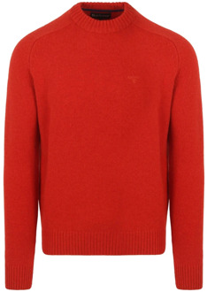 Barbour Rode Wol Crew Neck Trui Barbour , Red , Heren - 2Xl,Xl,L,M