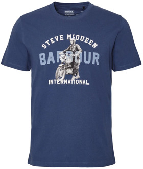 Barbour Speedway T-Shirt Gewassen Kobalt Barbour , Blue , Heren - Xl,L,M,S