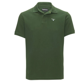 Barbour Tartan Pique Polo Shirt in Racing Green Barbour , Green , Heren - L