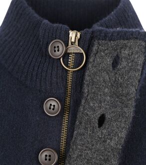 Barbour Trui Wol Patch Navy Blauw