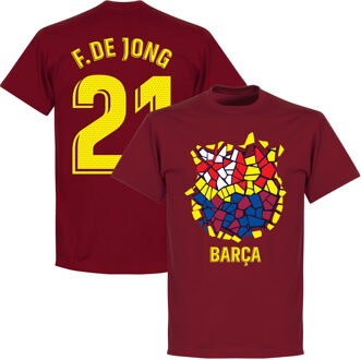 Barcelona F. De Jong 21 Gaudi Logo T-Shirt - Bordeaux Rood - M